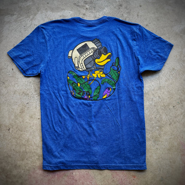 Zero Fucks Duck® Magnum Hawaiian Tactical Duck T-Shirt - Heather Blue