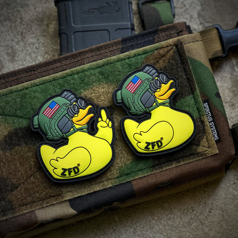 Zero Fucks Duck® Classic Yellow Tactical Rubber Duck PVC Patch - 2 OPTIONS