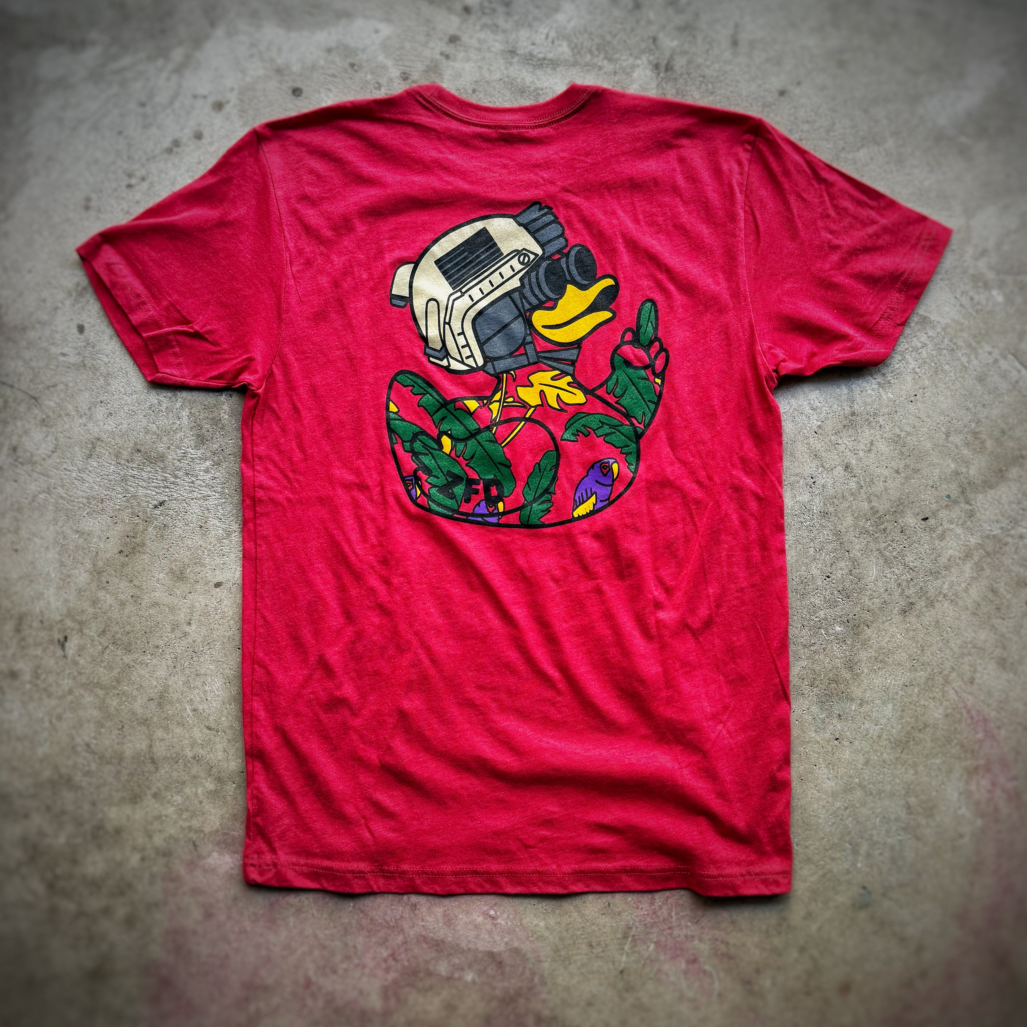 Zero Fucks Duck® Magnum Hawaiian Tactical Duck T-Shirt - Heather Red