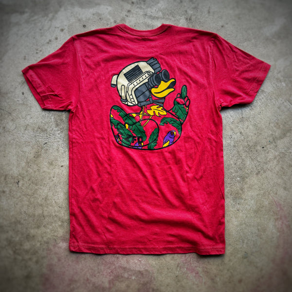 Zero Fucks Duck® Magnum Hawaiian Tactical Duck T-Shirt - Heather Red
