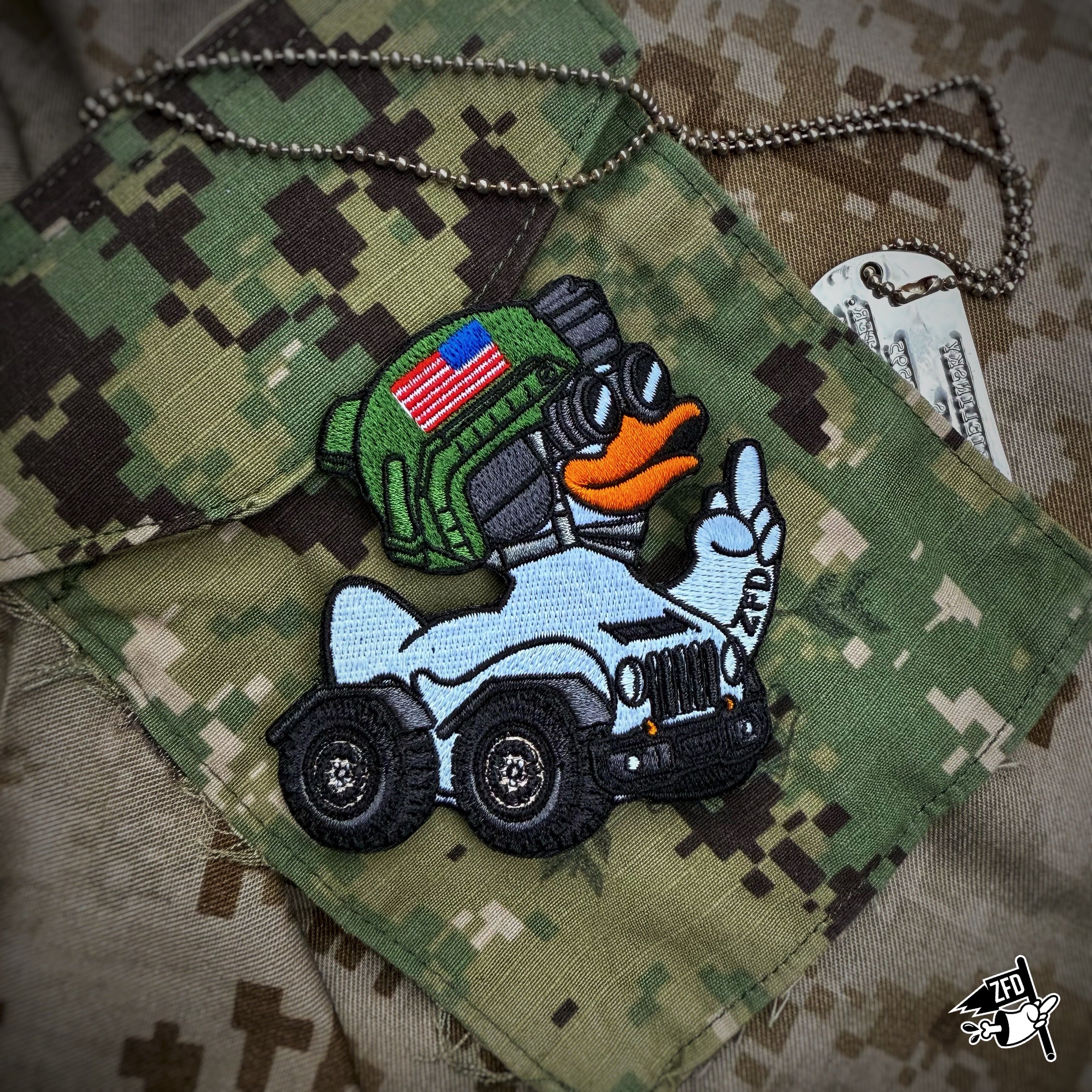 ZFD® Jeep Tactical Rubber Duck Patch - V3 Olive & White