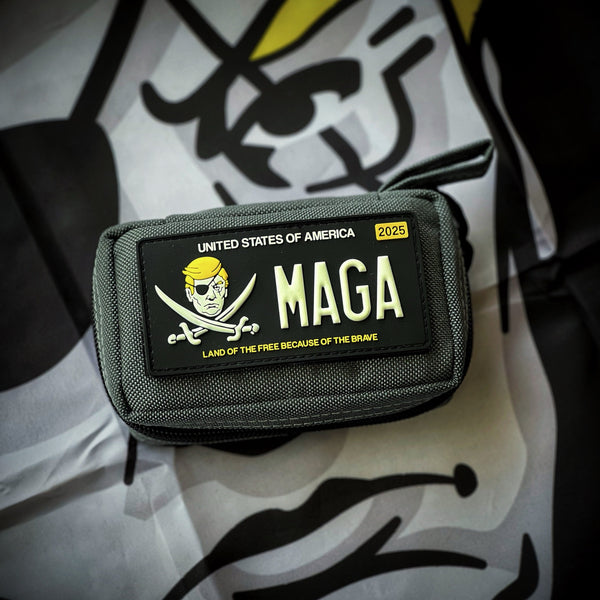 Dangerous Goods® Calico Trump MAGA License Plate Morale Patch