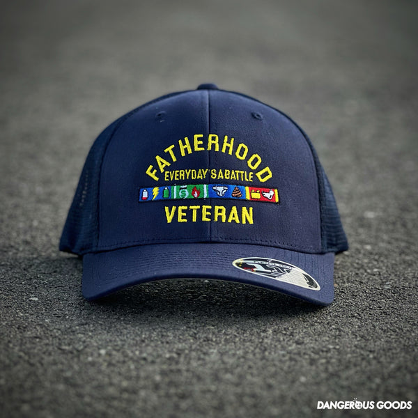 Dangerous Goods® Fatherhood Veteran Trucker Hat - Navy