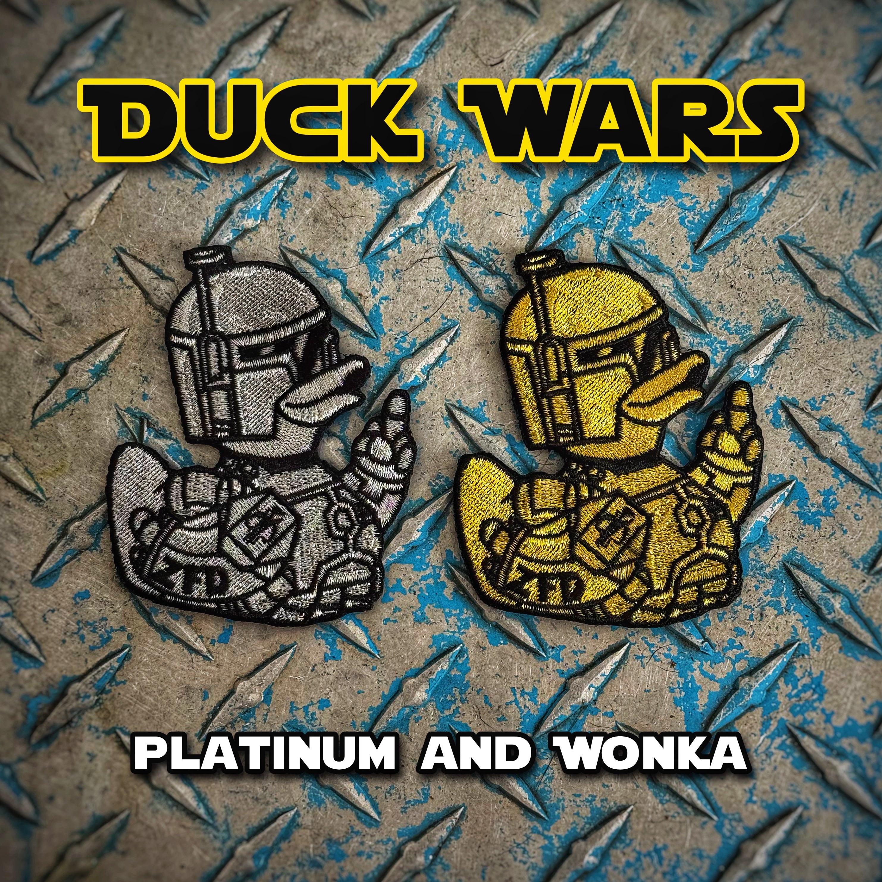 Zero Fucks Duck® ZFD Bounty Hunter Metallic Patch Set - Platinum & Wonka Fett