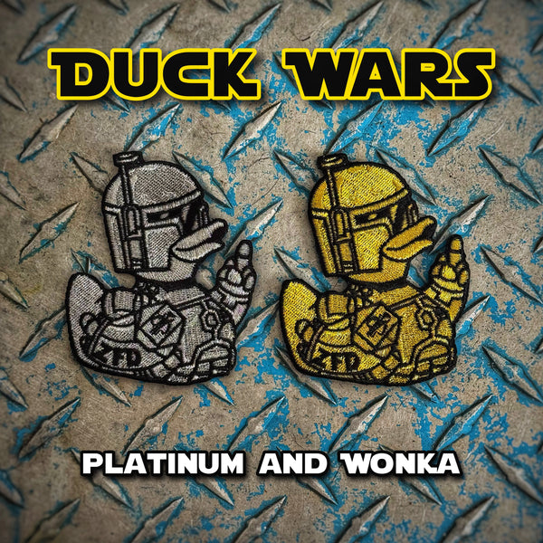 Zero Fucks Duck® ZFD Bounty Hunter Metallic Patch Set - Platinum & Wonka Fett