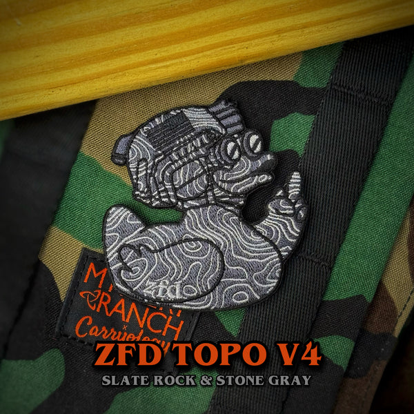 Zero Fucks Duck® Topographic Duck Patch - V4 Slate Rock & Stone Gray