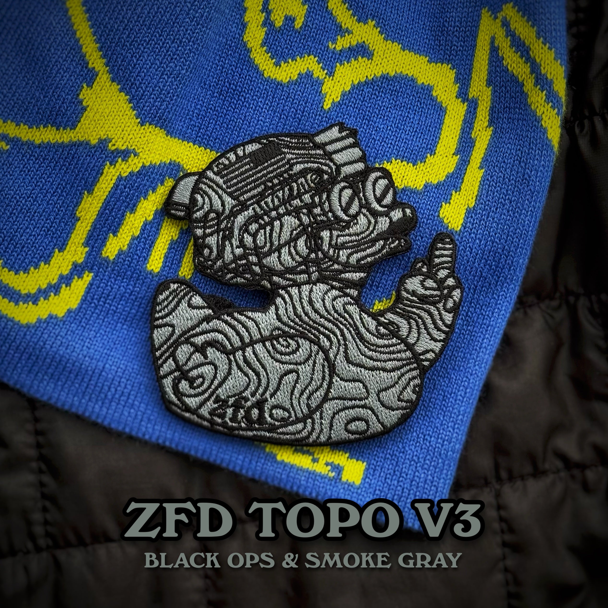 Zero Fucks Duck® Topographic Duck Patch - V3 Black Ops & Smoke Gray