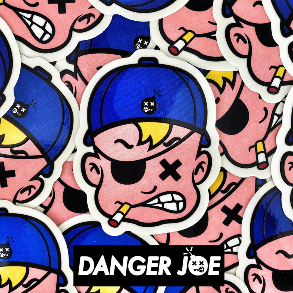 Dangerous Goods® Danger Joe Mascot Head Sticker - Royal Blue