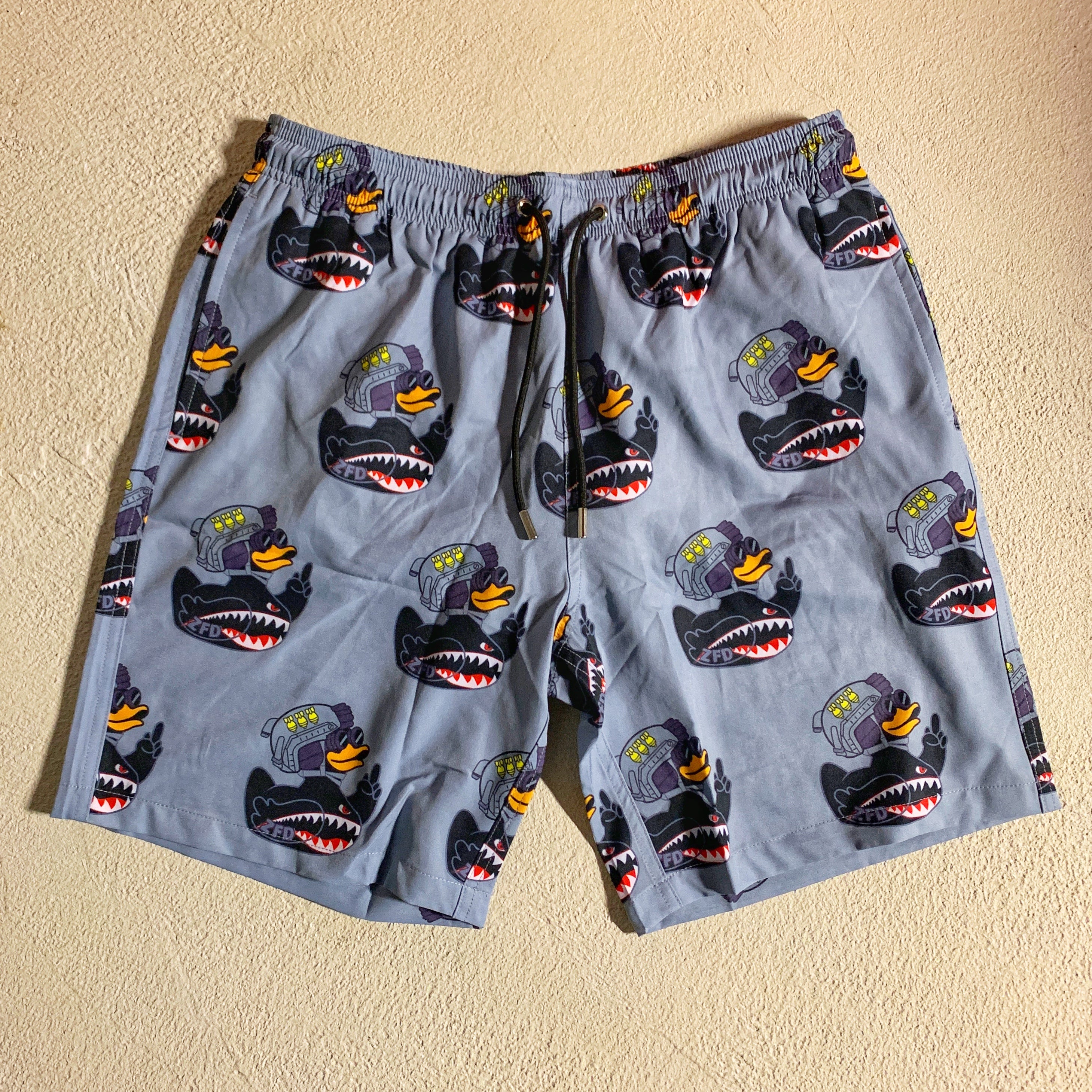 Zero Fucks Duck® Flying Tigers Tactical Duck Shorts - Battleship Gray