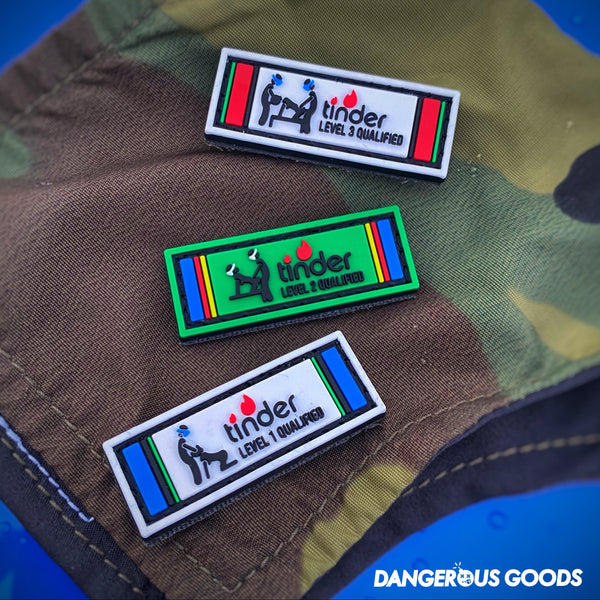 Dangerous Goods® Tinder Qualified PVC Military Ribbon Morale Patch - 3 Options