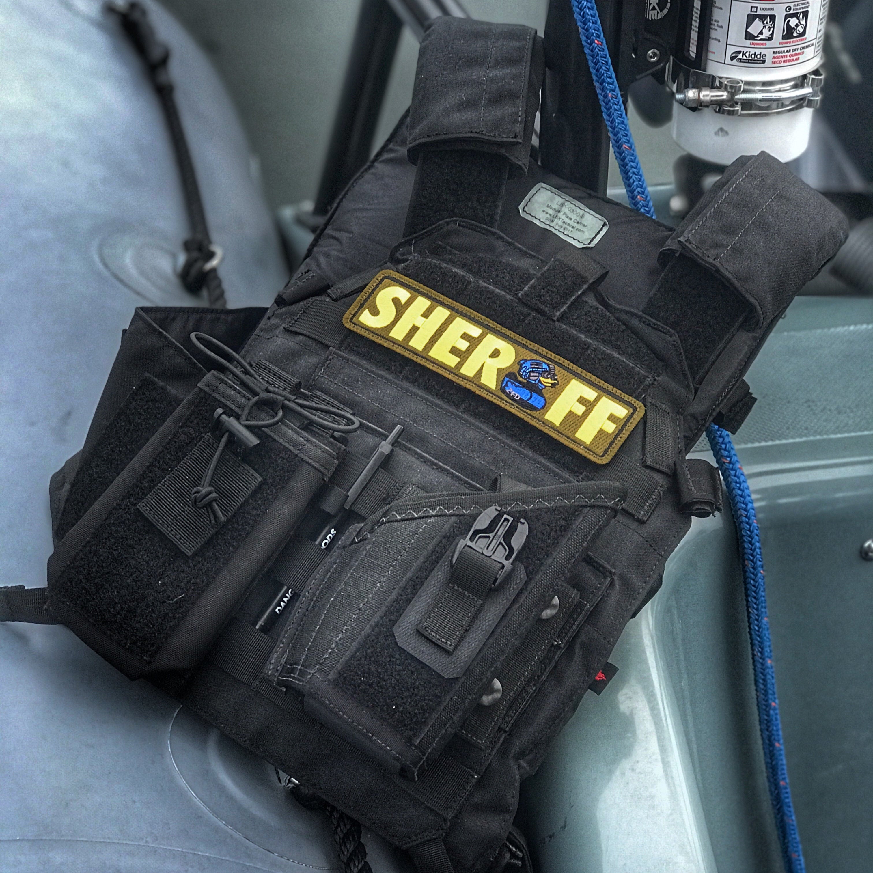 Zero Fucks Duck® Thin Blue Line Plate Carrier SHERIFF Patch - 2 Colors