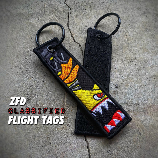 Zero Fucks Duck® Classified Hook Fastener Backed Flight Tag Keychain - OG Yellow