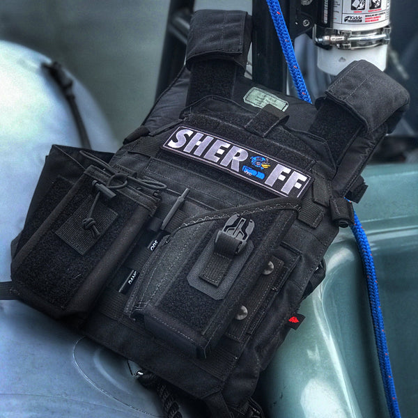 Zero Fucks Duck® Thin Blue Line Plate Carrier SHERIFF Patch - 2 Colors