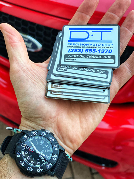 DT Precision Auto Shop Oil Change Sticker