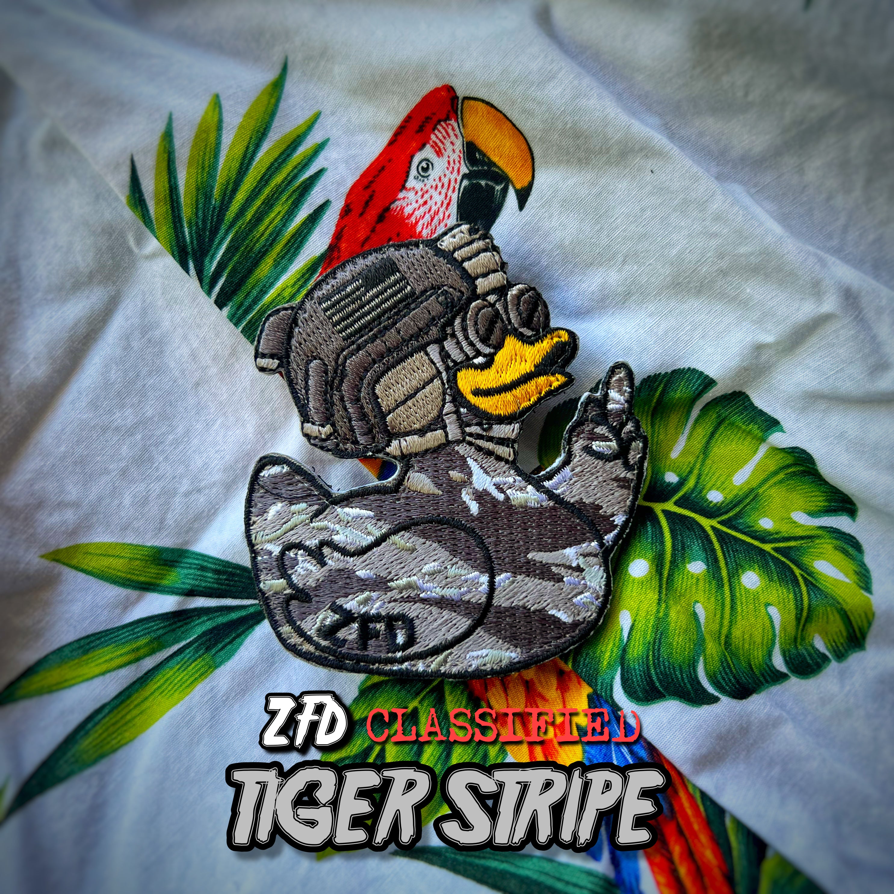 Zero Fucks Duck® Classified Tactical Duck Patch Series - 1.6 Tiger Stripe Snow Camo