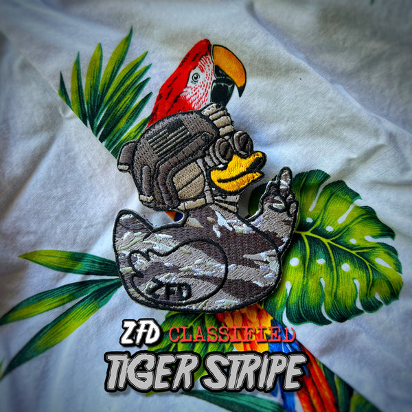 Zero Fucks Duck® Classified Tactical Duck Patch Series - 1.6 Tiger Stripe Snow Camo