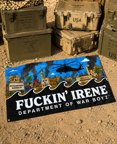 Dept of War Boyz™ Fuckin’ IRENE Black Hawk Flag - 3 feet x 5 feet