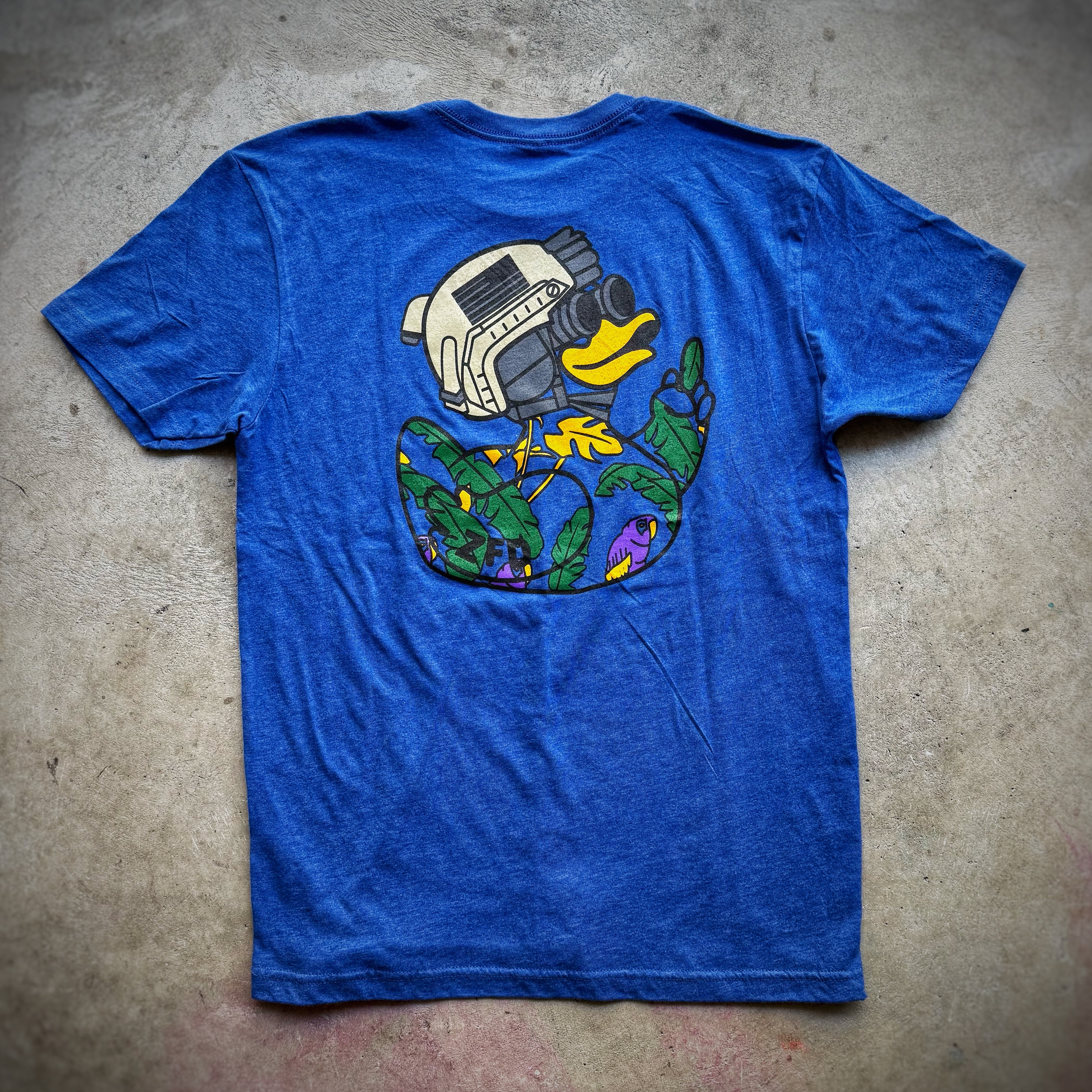 Zero Fucks Duck Magnum Hawaiian T-Shirt - Heather Blue
