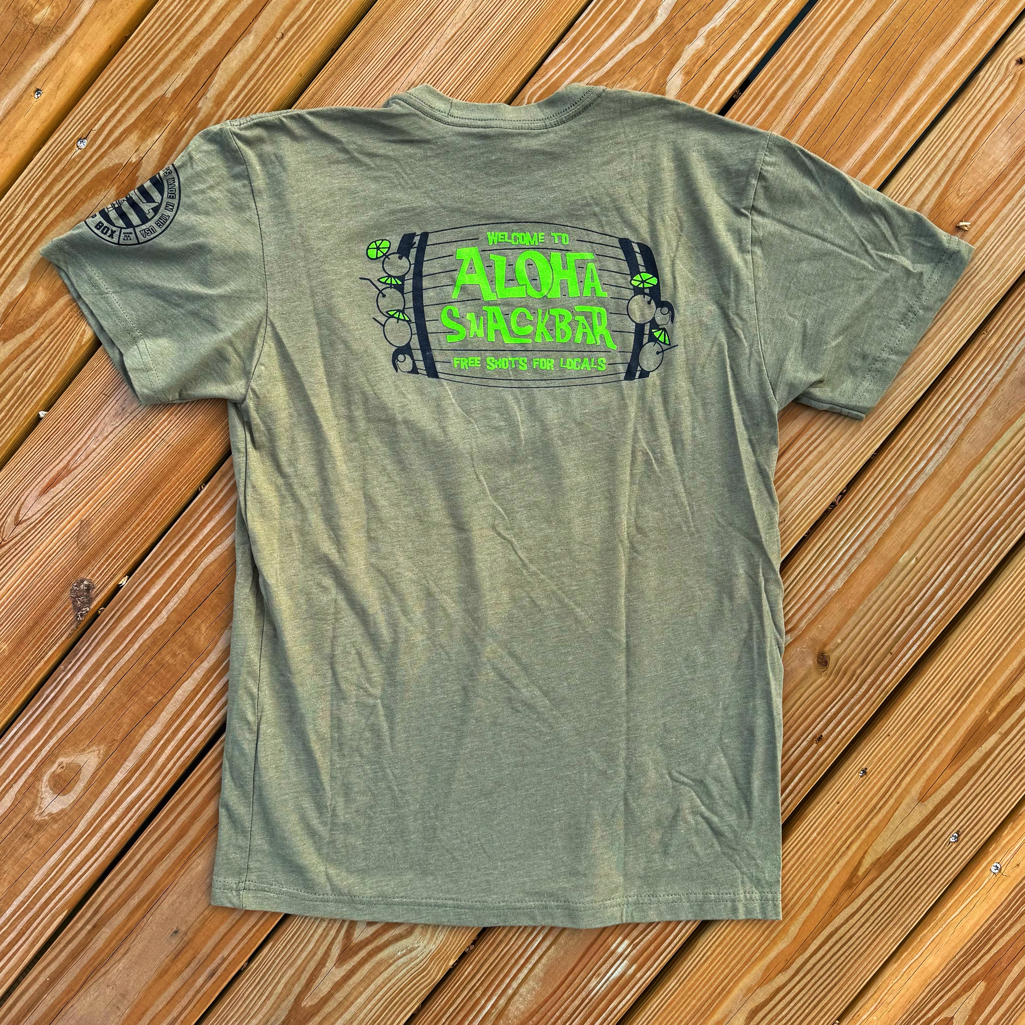 Welcome To Aloha Snackbar Olive T-Shirt