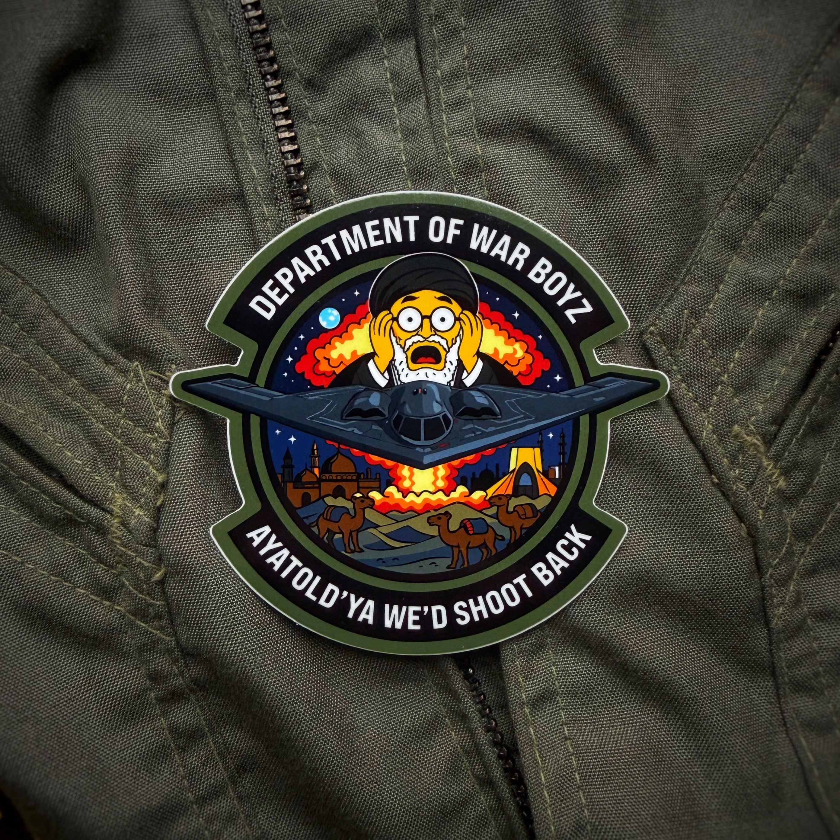 Dept of War Boyz: Operation Epic Fury “Ayatold’Ya We’d Shoot Back” Squadron Stickers