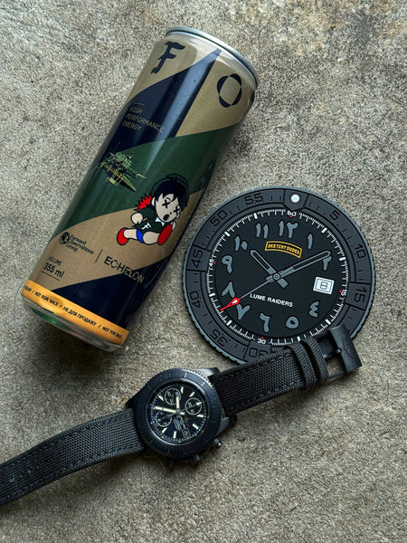 Lume Raiders™ Sketchy Dudes Arabic Dial Watch Drink Coaster