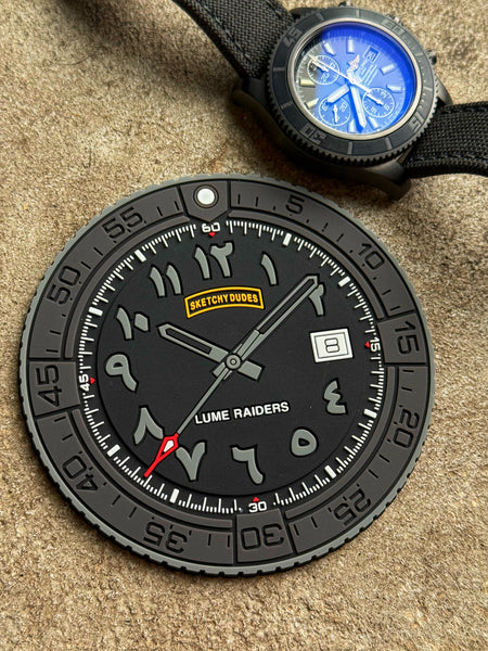 Lume Raiders™ Sketchy Dudes Arabic Dial Watch Drink Coaster