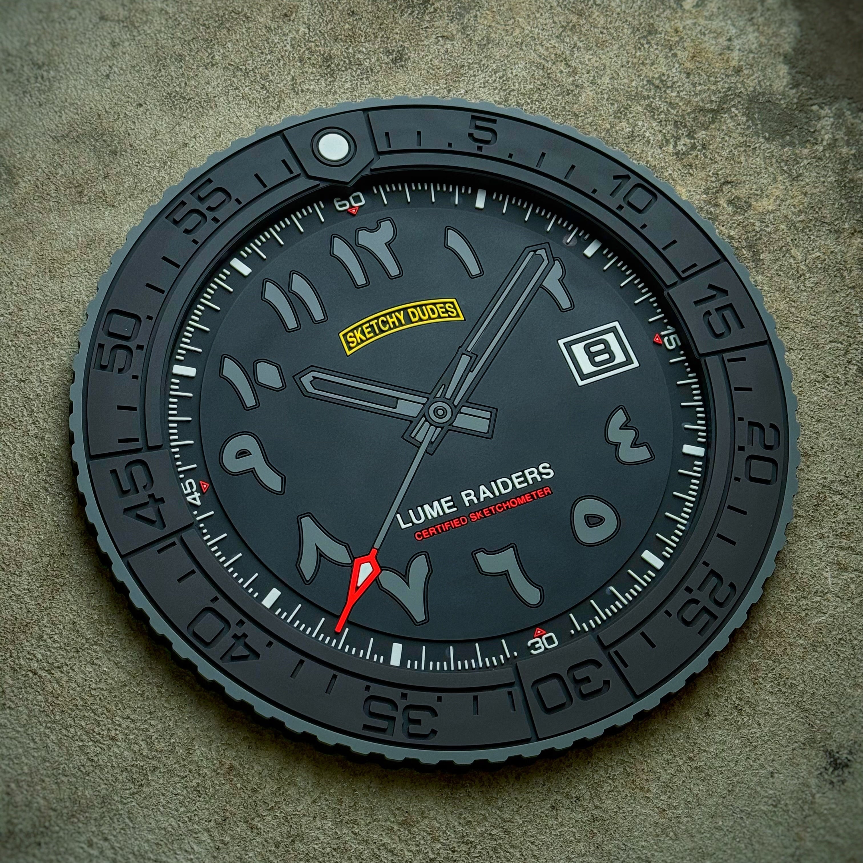 Lume Raiders™ Sketchy Dudes Arabic Dial EDC Watch Tray