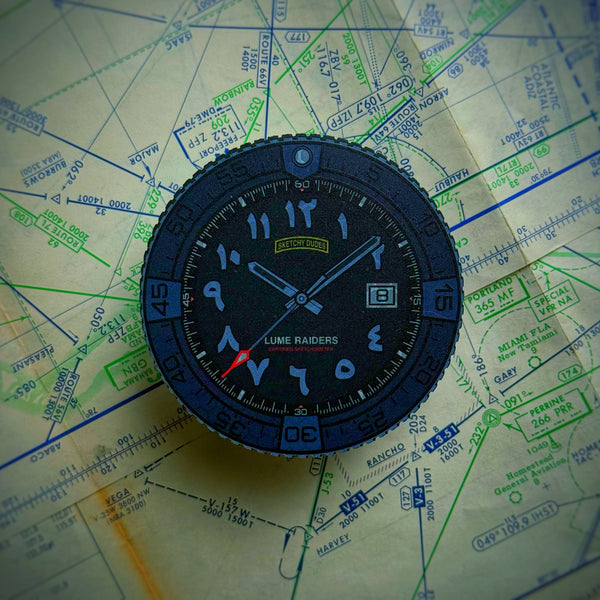 Lume Raiders Arabic Dial Sketchy Dudes Watch Patch - Reflective Edition