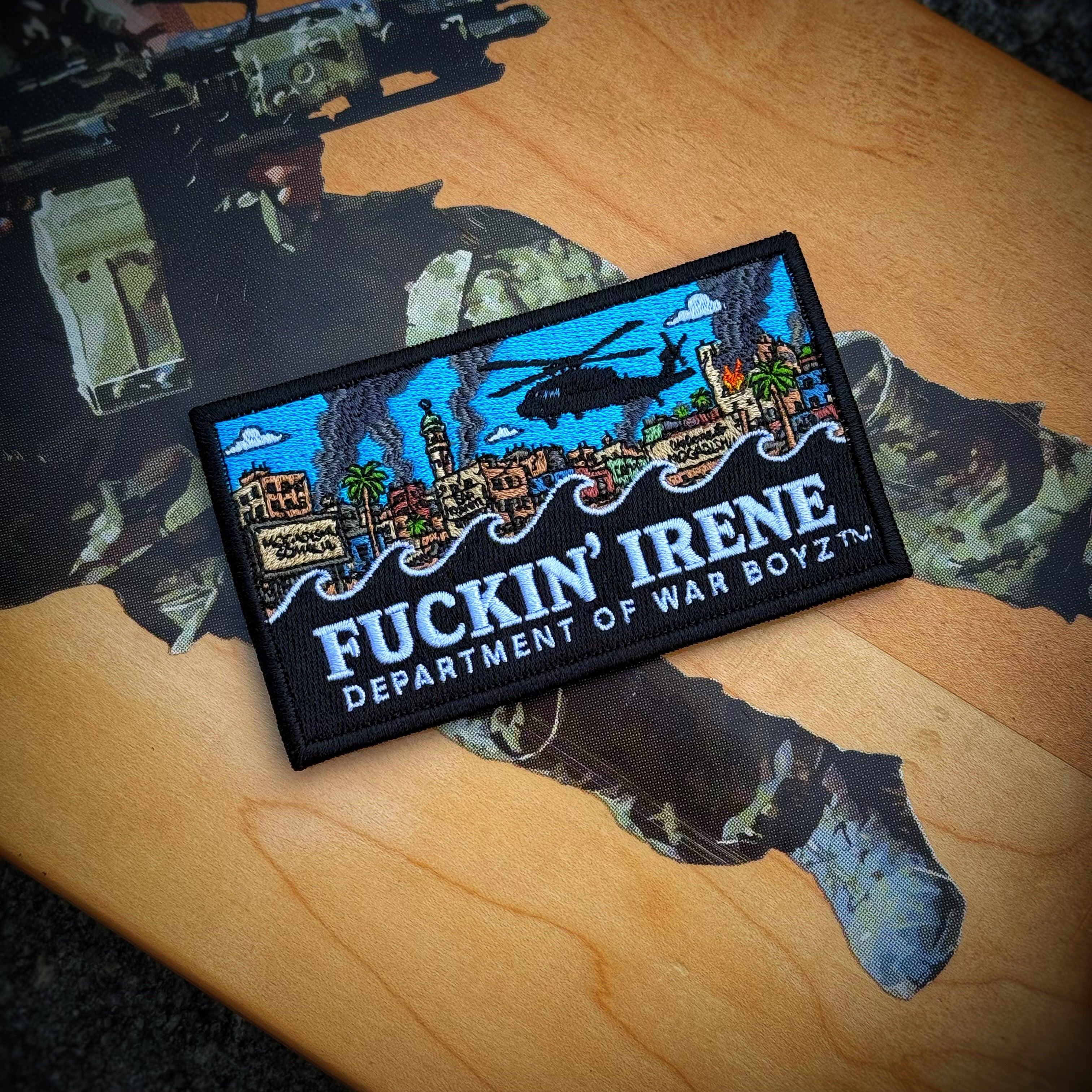 Dept of War Boyz™ Fuckin’ IRENE Black Hawk Patch