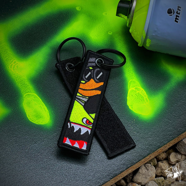 Zero Fucks Duck®️ Classified Hook Fastener Backed Flight Tag Keychain - Neon Yellow