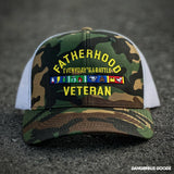 Dangerous Goods Fatherhood Veteran Trucker Hat - M81 Woodland Camo White Mesh