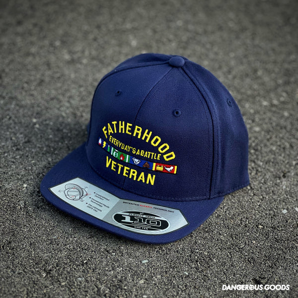 Dangerous Goods Fatherhood Veteran Snapback Hat - Navy