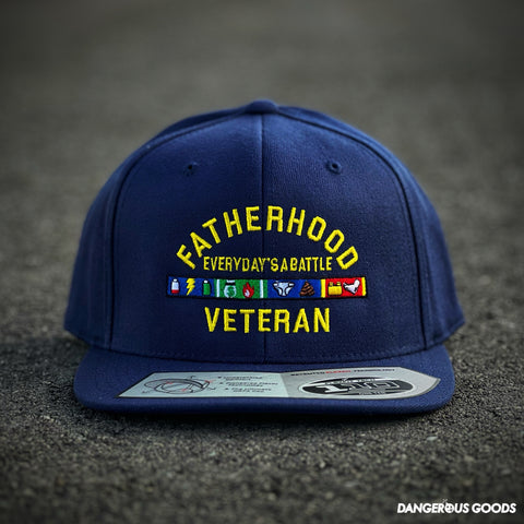 Dangerous Goods Fatherhood Veteran Snapback Hat - Navy