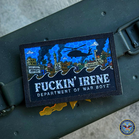 Dept of War Boyz™ Fuckin’ IRENE Black Hawk Reflective Patch