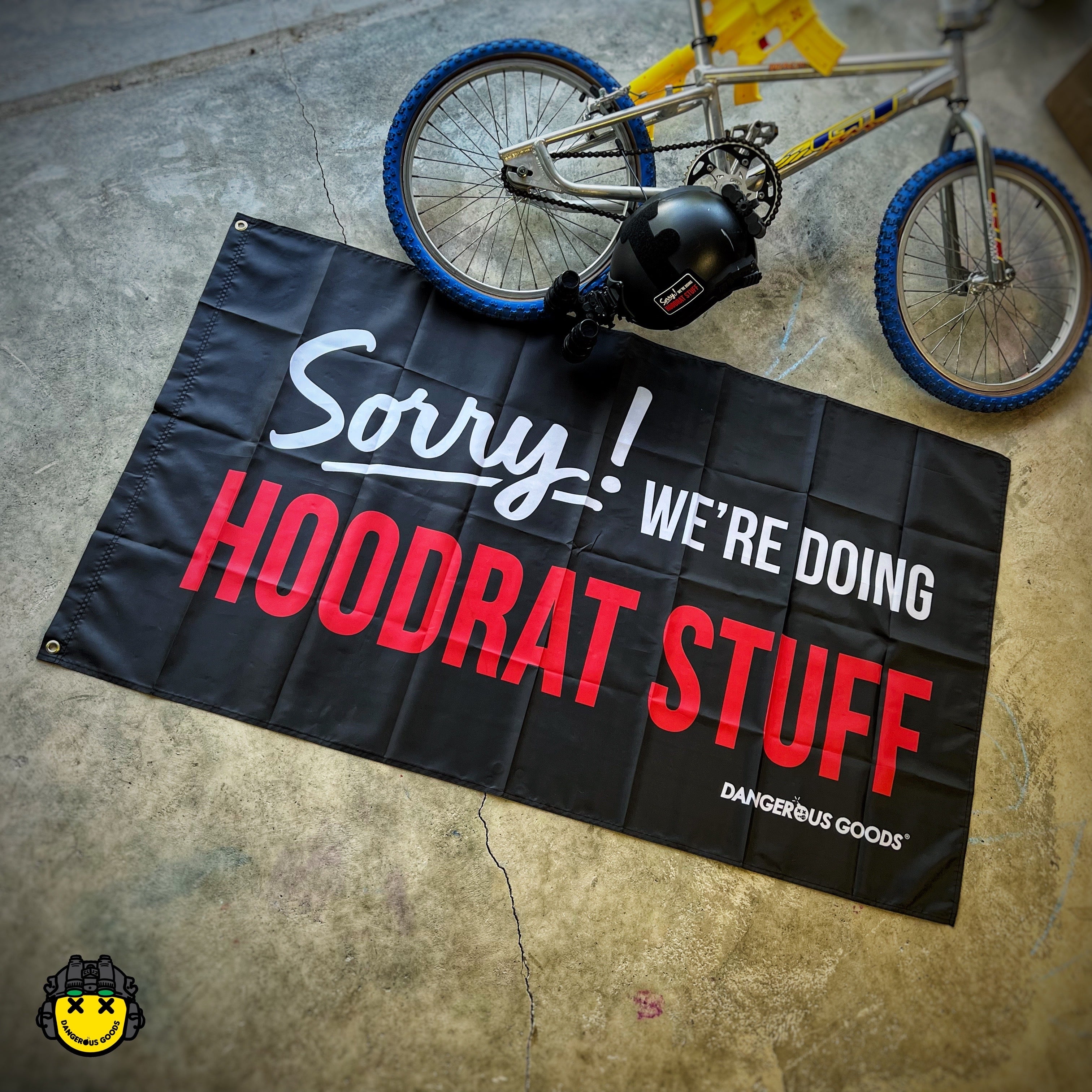 NEW Dangerous Goods® Sorry We’re Doing Hoodrat Stuff Flag - 3 foot x 5 foot