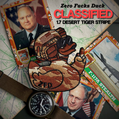 Zero Fucks Duck® Classified Tactical Duck Patch Series - 1.7 Desert Tiger Stripe Camo