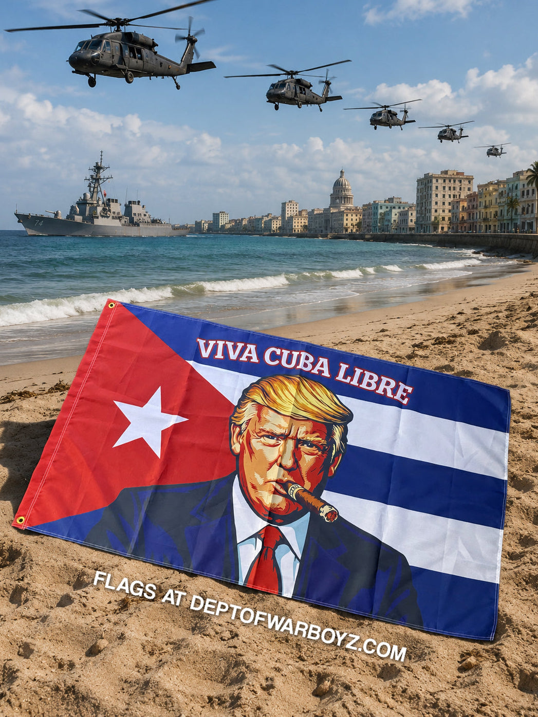 President Trump VIVA CUBA LIBRE Flag - 3 feet x 5 feet