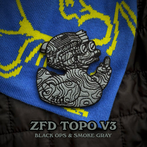 Zero Fucks Duck® ZFD Topo Duck Patch - V3 Black Ops & Smoke Gray