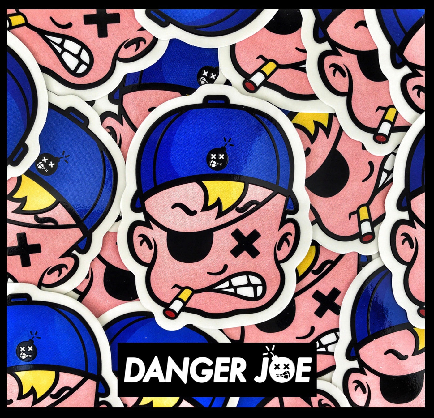 Dangerous Goods® Danger Joe Mascot Head Sticker - Royal Blue
