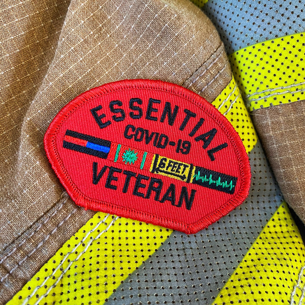 Dangerous Goods® Essential Veteran Covid-19 Police Fire Medical Morale Patch - Fire Engine Red
