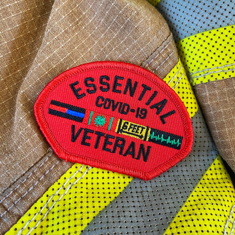 Dangerous Goods® Essential Veteran Covid-19 Police Fire Medical Morale Patch - Fire Engine Red