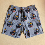 Zero Fucks Duck Flying Tigers Duck Shorts - Battleship Gray