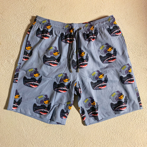 Zero Fucks Duck Flying Tigers Duck Shorts - Battleship Gray