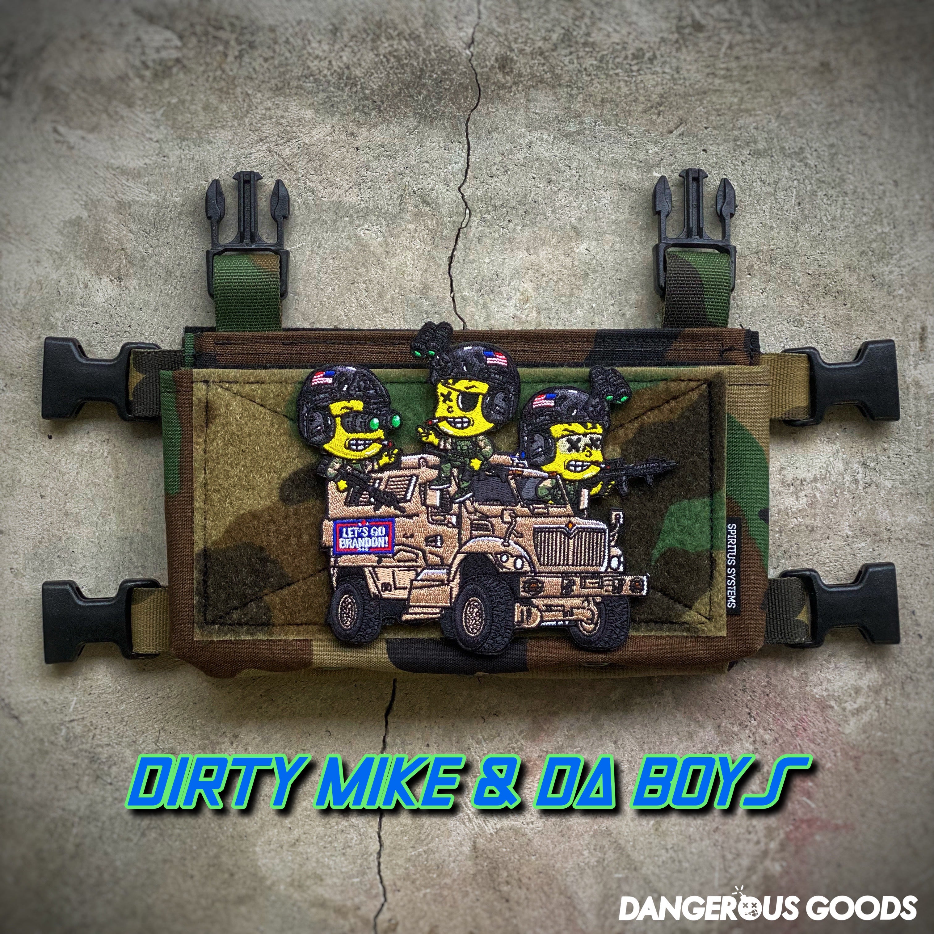 🔥 NEW 🔥 Dangerous Goods®️ Dirty Mike & Da Boys “Let’s Go Brandon” MRAP Patch - FDE Tan