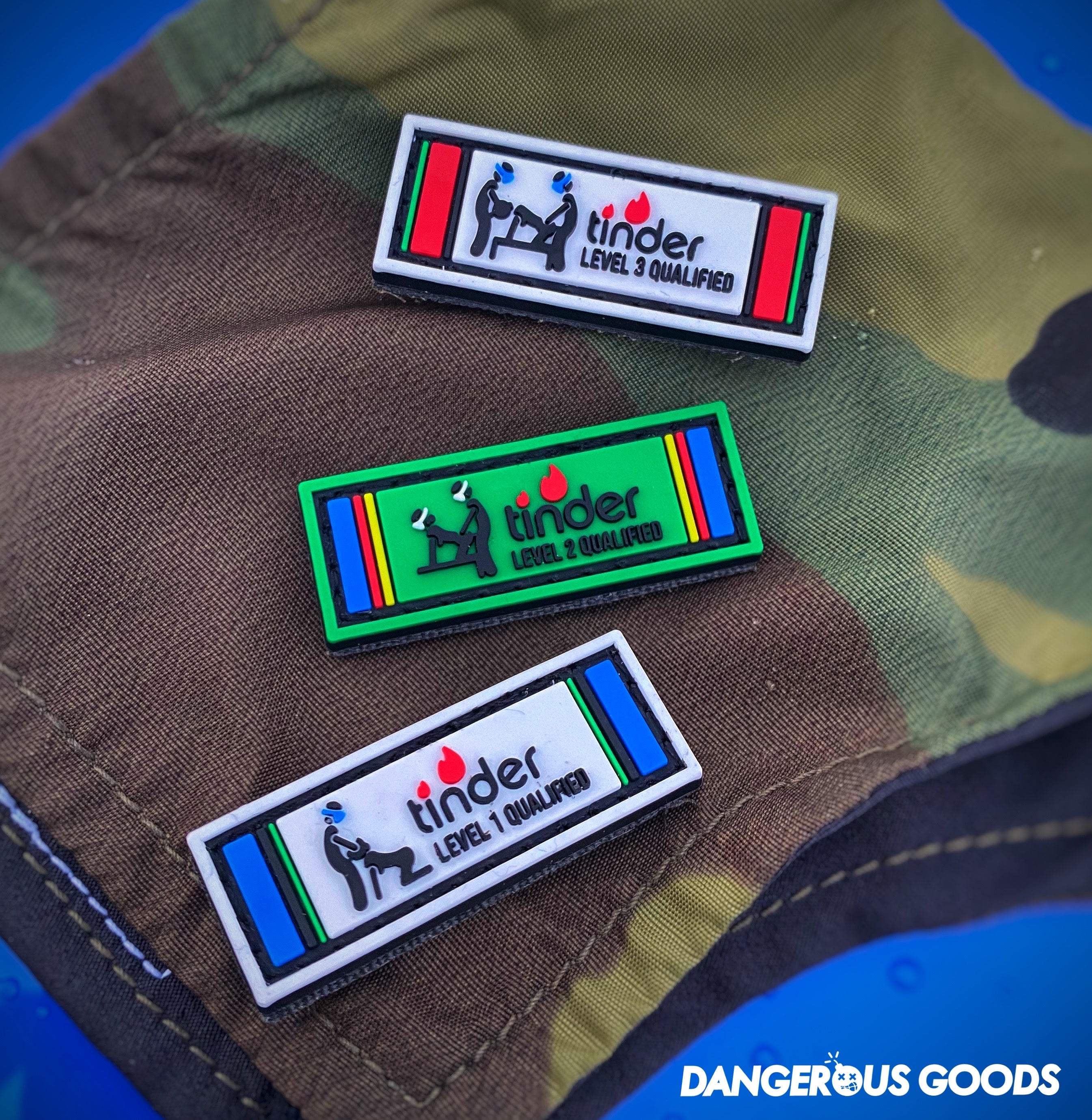 Dangerous Goods® Tinder Qualified PVC Military Ribbon Morale Patch - 3 Options