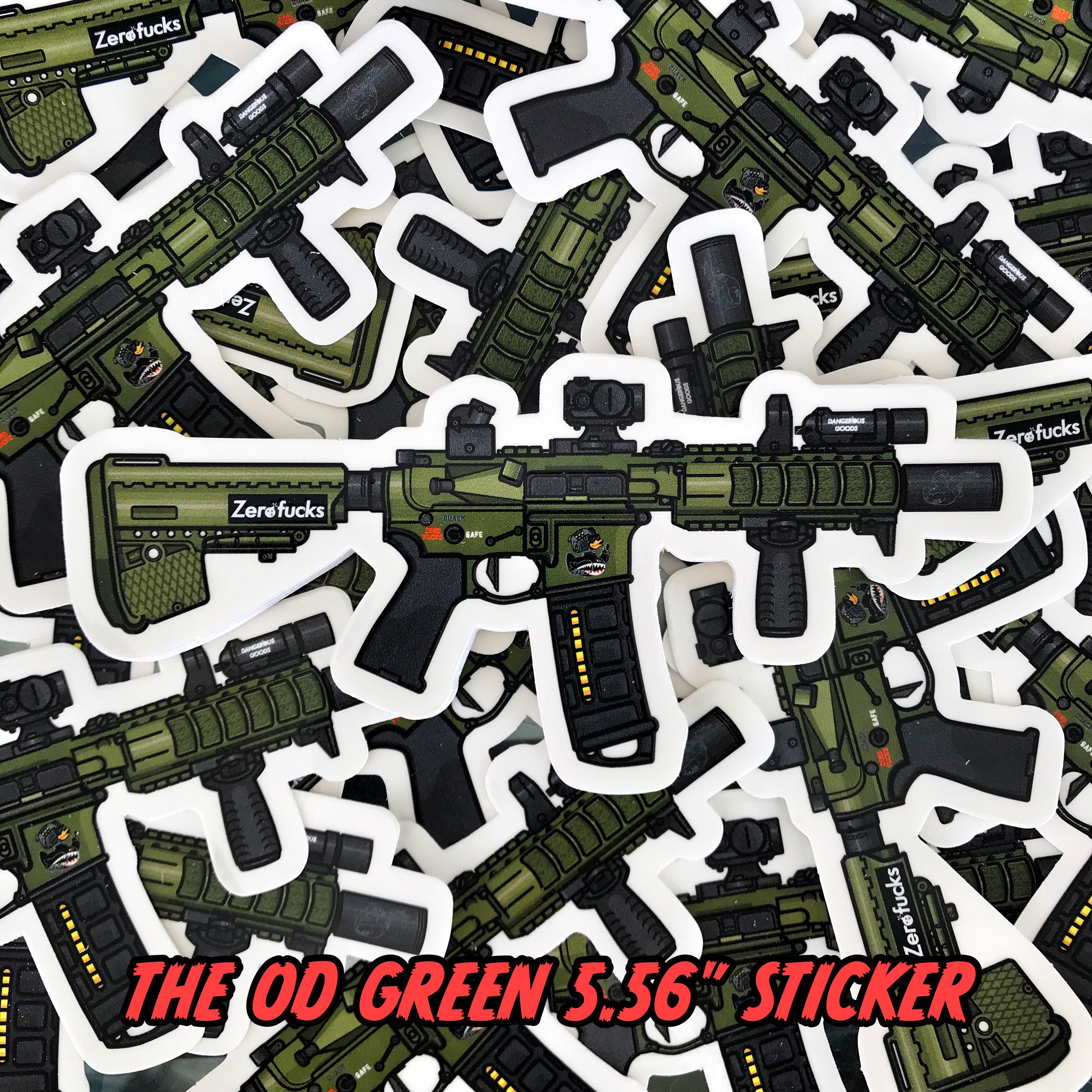 ZFD X Dangerous Goods 5.56” SBR Sticker - OD Green