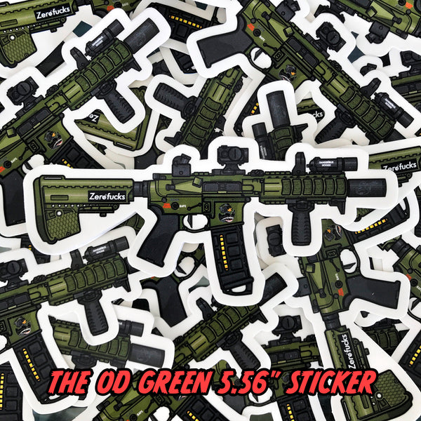ZFD X Dangerous Goods 5.56” SBR Sticker - OD Green