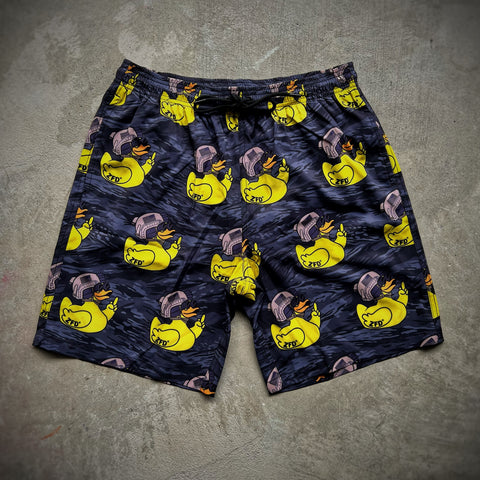 Zero Fucks Duck OG Yellow Duck Black Tiger Camo Shorts