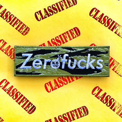 Zero Fucks Box Logo Morale Patch - Tiger Stripe