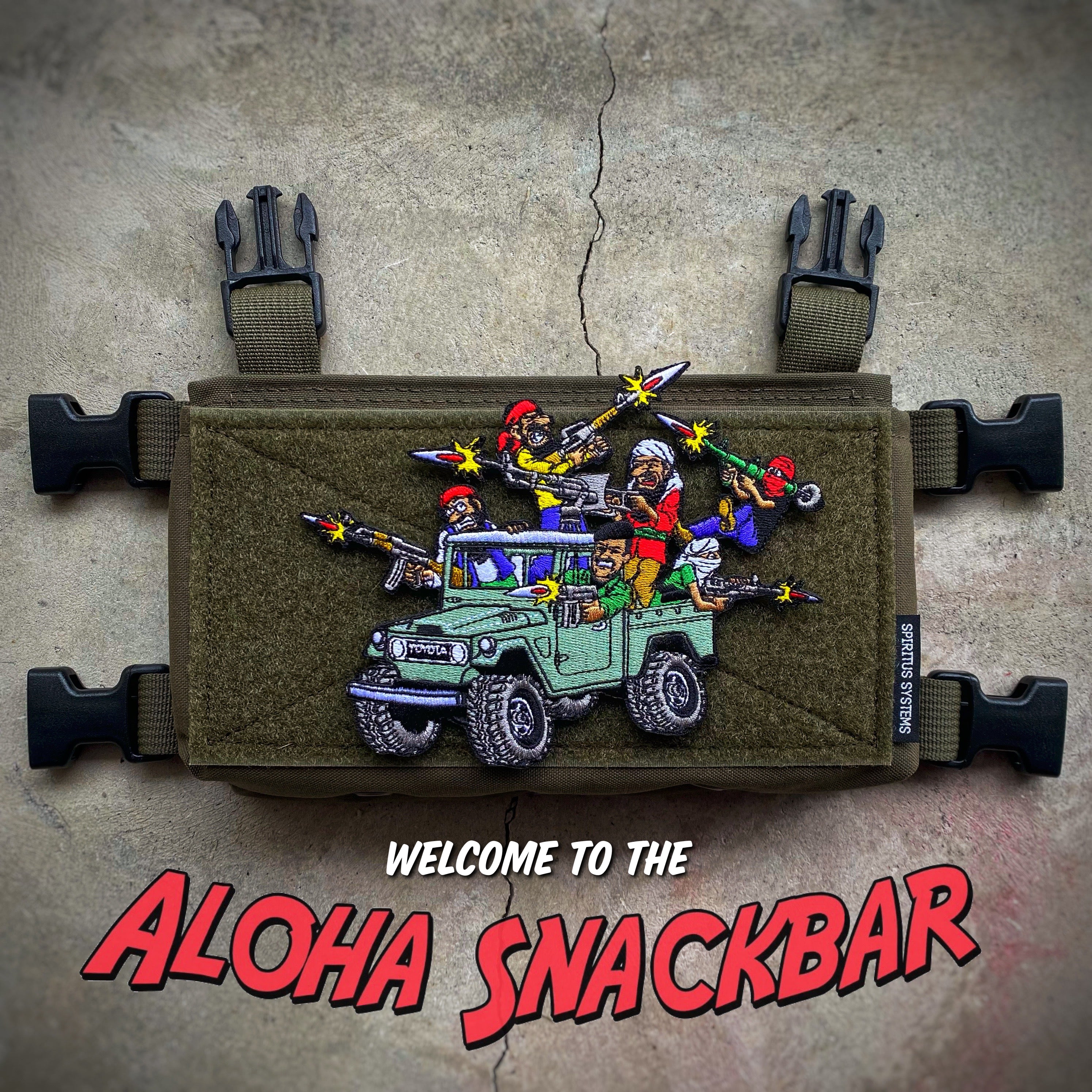 Dangerous Goods®️ x Steve Nazar ‘Happy Hour at the Aloha Snackbar’ Yota Technical FJ War Wagon Patch - V3 Green